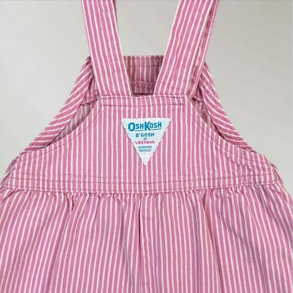 Vtg Baby B'gosh by Oshkosh Overalls Pink White Striped Made in USA Size 6-9 Mo - Picture 5 of 9